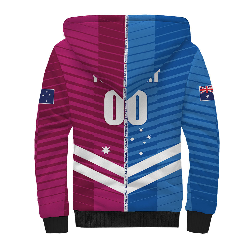 NSW Blues and QLD Maroons Rugby Custom Sherpa Hoodie 2026 State of Origin