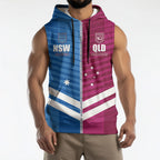 NSW Blues and QLD Maroons Rugby Custom Sleeveless Hoodie 2026 State of Origin