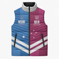 NSW Blues and QLD Maroons Rugby Custom Sleeveless Puffer Jacket 2026 State of Origin