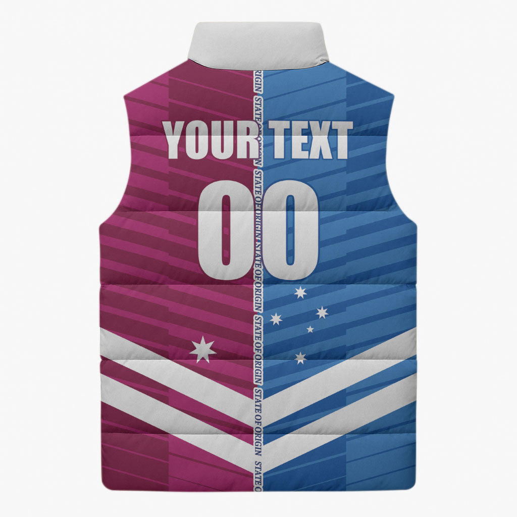 NSW Blues and QLD Maroons Rugby Custom Sleeveless Puffer Jacket 2026 State of Origin