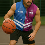 NSW Blues and QLD Maroons Rugby Custom Sleeveless Zip Hoodie 2026 State of Origin