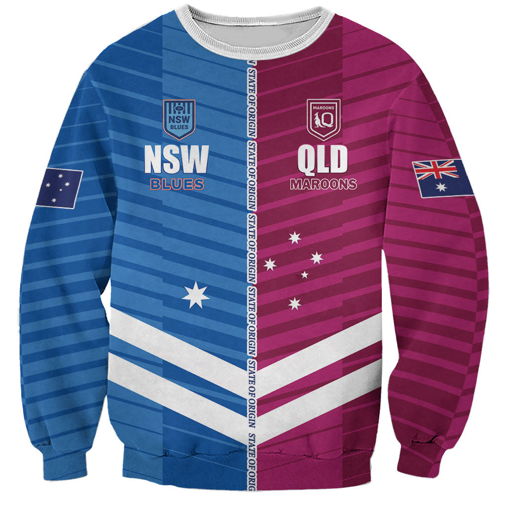 NSW Blues and QLD Maroons Rugby Custom Sweatshirt 2026 State of Origin