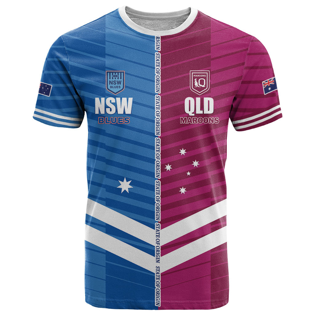 NSW Blues and QLD Maroons Rugby Custom T Shirt 2026 State of Origin