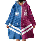 NSW Blues and QLD Maroons Rugby Custom Wearable Blanket Hoodie 2026 State of Origin