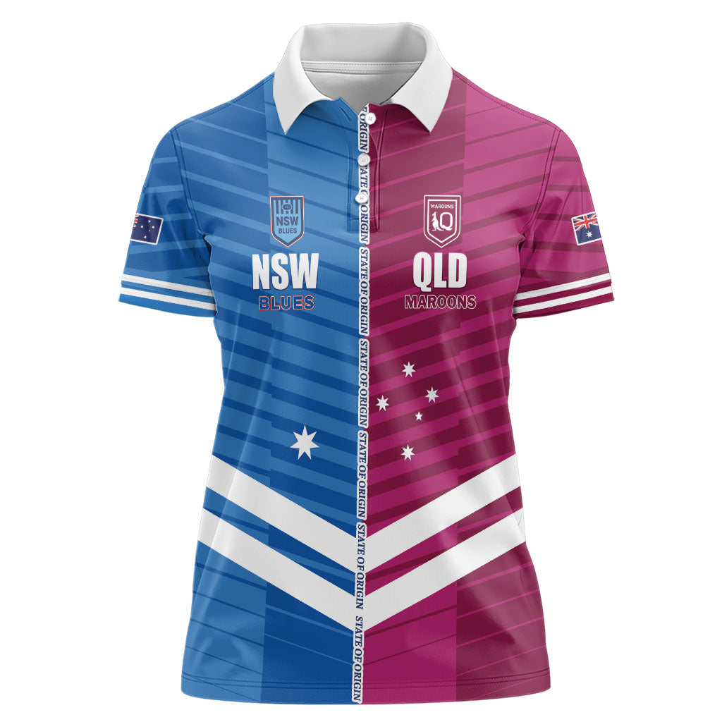 NSW Blues and QLD Maroons Rugby Custom Women Polo Shirt 2026 State of Origin