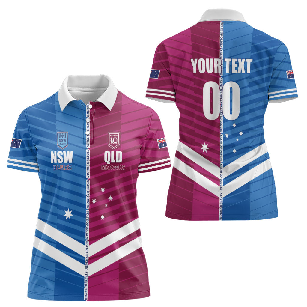 NSW Blues and QLD Maroons Rugby Custom Women Polo Shirt 2026 State of Origin