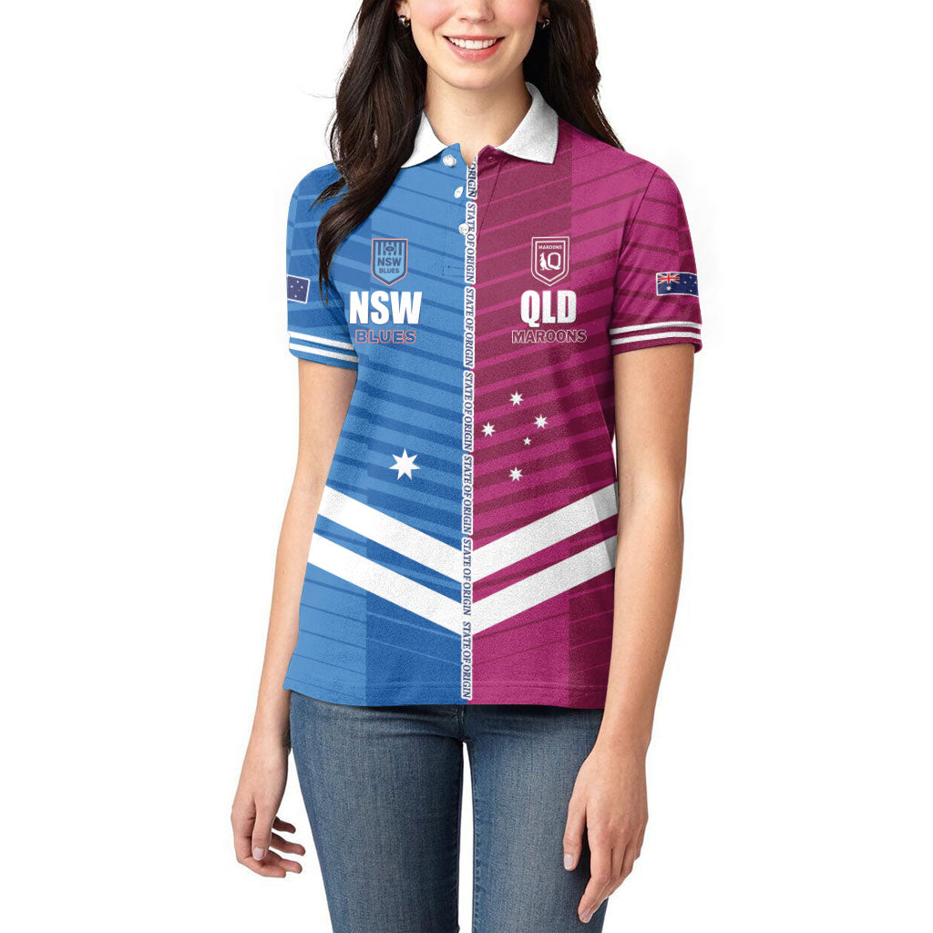 NSW Blues and QLD Maroons Rugby Custom Women Polo Shirt 2026 State of Origin