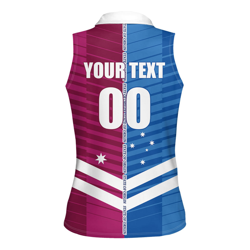 NSW Blues and QLD Maroons Rugby Custom Women Sleeveless Polo Shirt 2026 State of Origin