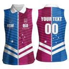 NSW Blues and QLD Maroons Rugby Custom Women Sleeveless Polo Shirt 2026 State of Origin
