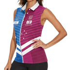 NSW Blues and QLD Maroons Rugby Custom Women Sleeveless Polo Shirt 2026 State of Origin