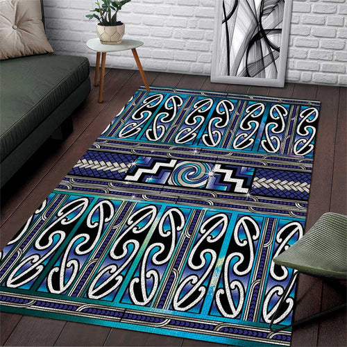 Maori Matariki Area Rug Blue Galaxy Aesthetic Koru Art