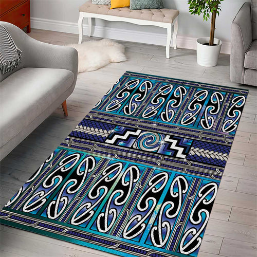 Maori Matariki Area Rug Blue Galaxy Aesthetic Koru Art