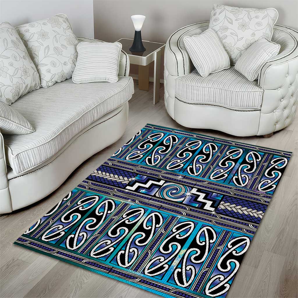 Maori Matariki Area Rug Blue Galaxy Aesthetic Koru Art
