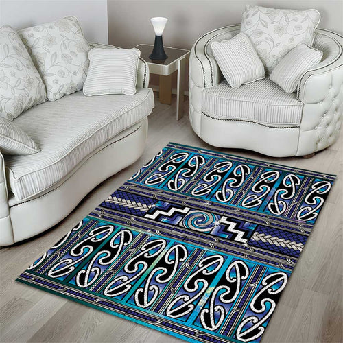 Maori Matariki Area Rug Blue Galaxy Aesthetic Koru Art
