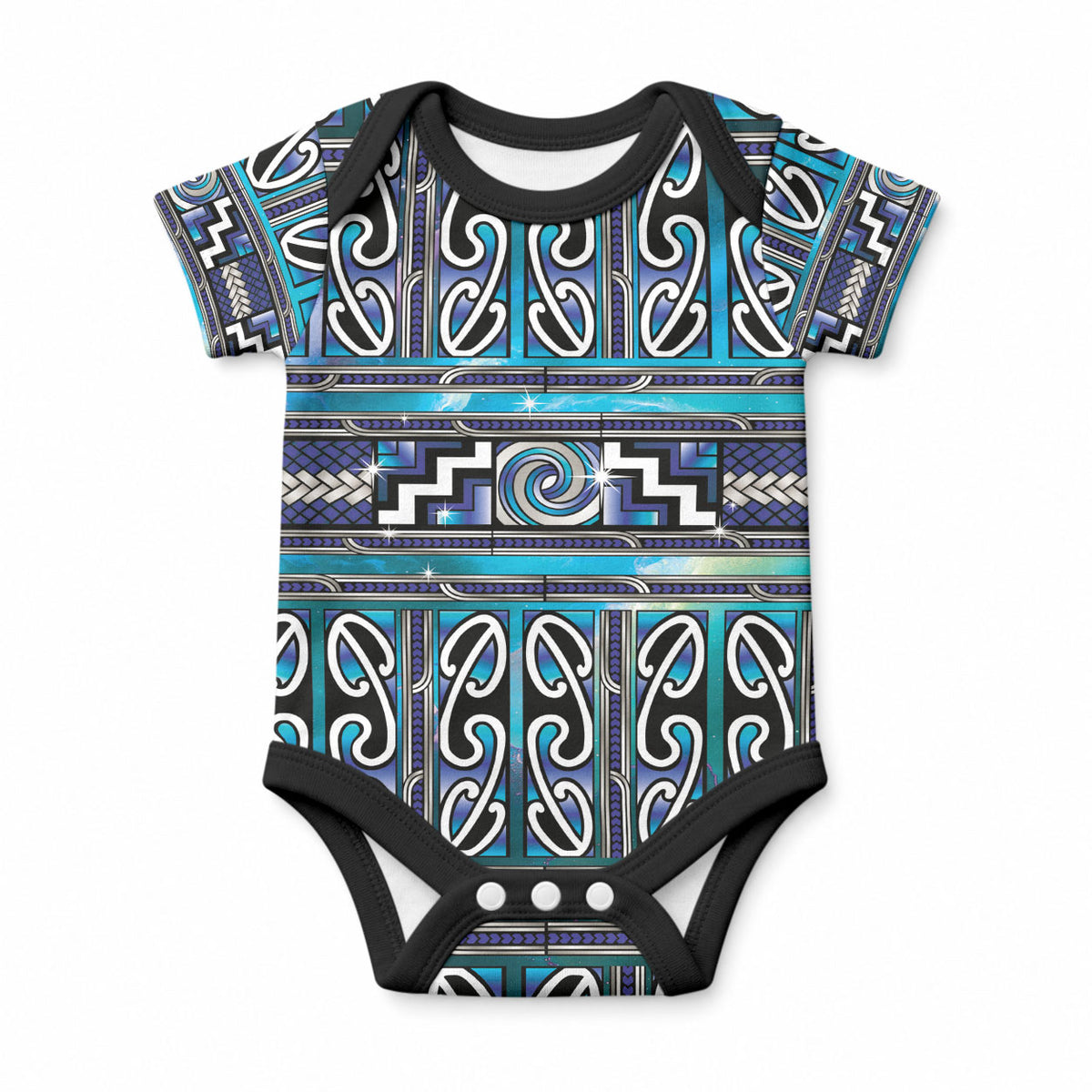 Maori Matariki Baby Onesie Blue Galaxy Aesthetic Koru Art