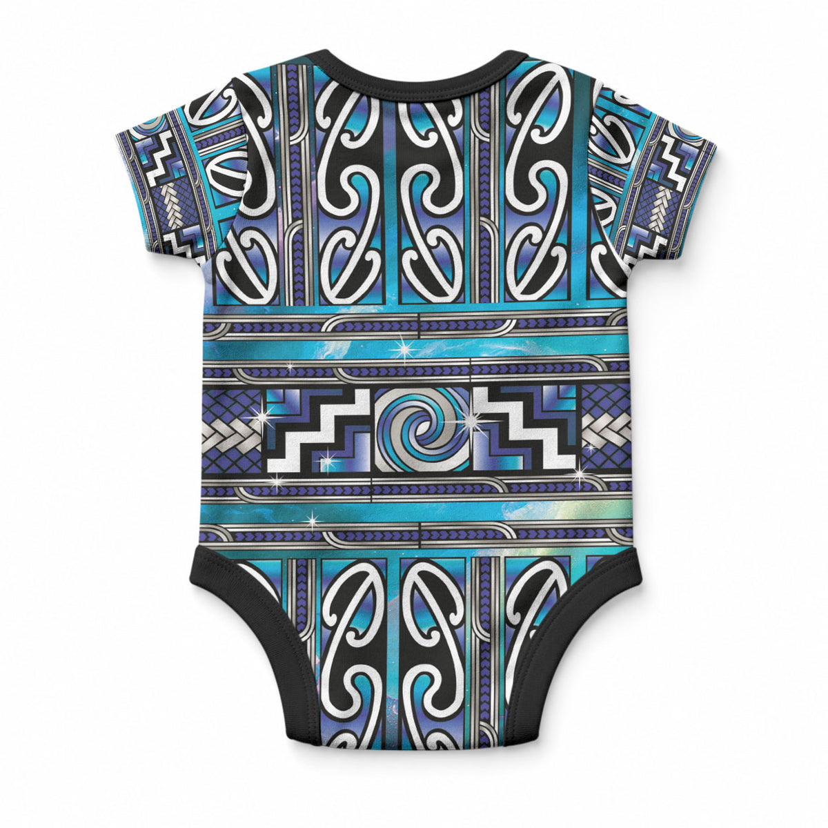 Maori Matariki Baby Onesie Blue Galaxy Aesthetic Koru Art