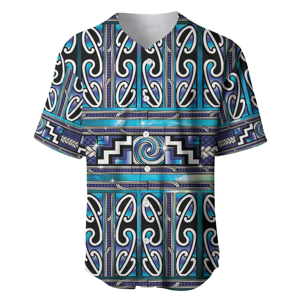 Maori Matariki Baseball Jersey Blue Galaxy Aesthetic Koru Art