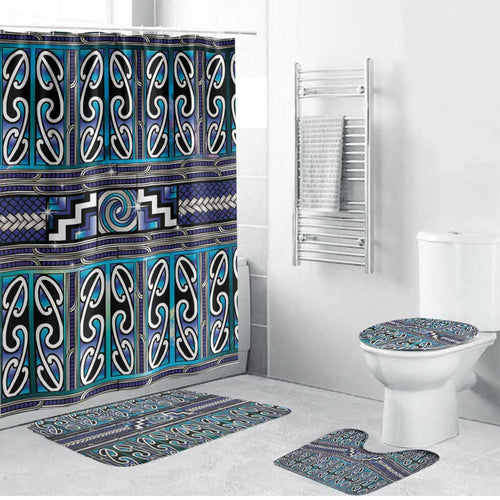 Maori Matariki Bathroom Set Blue Galaxy Aesthetic Koru Art
