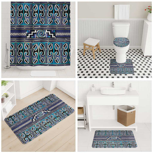 Maori Matariki Bathroom Set Blue Galaxy Aesthetic Koru Art