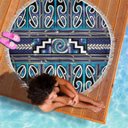 Maori Matariki Beach Blanket Blue Galaxy Aesthetic Koru Art