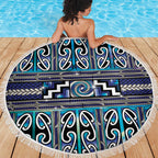 Maori Matariki Beach Blanket Blue Galaxy Aesthetic Koru Art