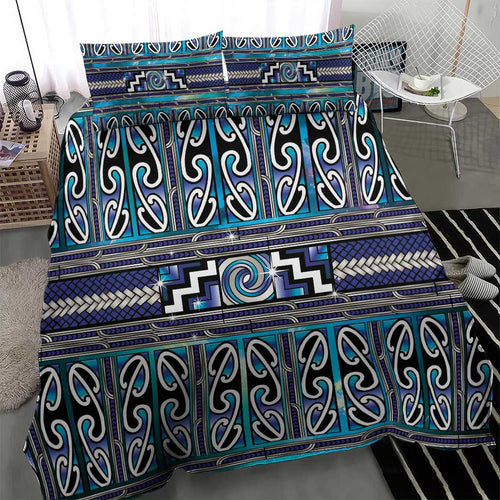 Maori Matariki Bedding Set Blue Galaxy Aesthetic Koru Art