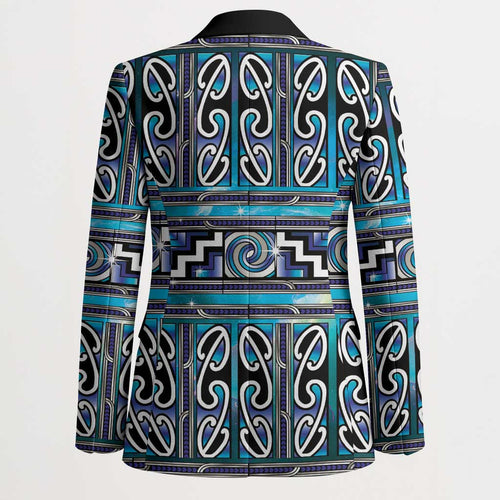 Maori Matariki Blazer Blue Galaxy Aesthetic Koru Art