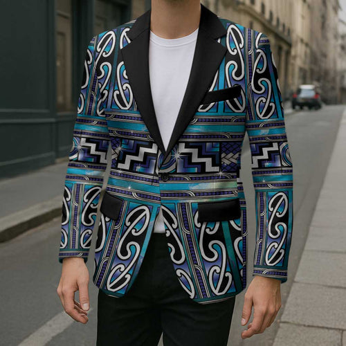 Maori Matariki Blazer Blue Galaxy Aesthetic Koru Art