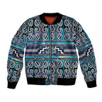 Maori Matariki Bomber Jacket Blue Galaxy Aesthetic Koru Art