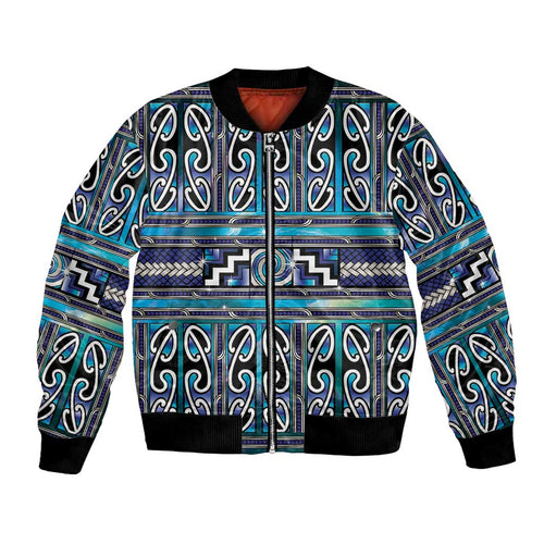 Maori Matariki Bomber Jacket Blue Galaxy Aesthetic Koru Art