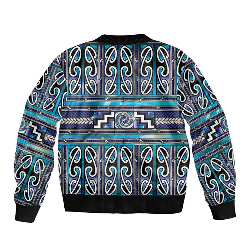 Maori Matariki Bomber Jacket Blue Galaxy Aesthetic Koru Art