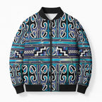 Maori Matariki Bomber Puffer Jacket Blue Galaxy Aesthetic Koru Art