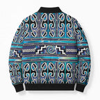 Maori Matariki Bomber Puffer Jacket Blue Galaxy Aesthetic Koru Art