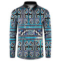 Maori Matariki Button Sweatshirt Blue Galaxy Aesthetic Koru Art
