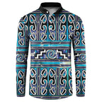 Maori Matariki Button Sweatshirt Blue Galaxy Aesthetic Koru Art