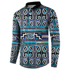 Maori Matariki Button Sweatshirt Blue Galaxy Aesthetic Koru Art