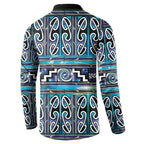 Maori Matariki Button Sweatshirt Blue Galaxy Aesthetic Koru Art