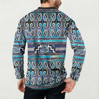 Maori Matariki Button Sweatshirt Blue Galaxy Aesthetic Koru Art
