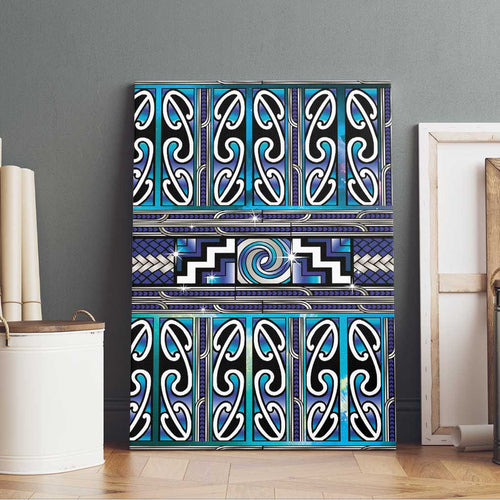 Maori Matariki Canvas Wall Art Blue Galaxy Aesthetic Koru Art