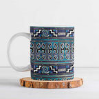 Maori Matariki Ceramic Mug Blue Galaxy Aesthetic Koru Art