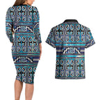 Maori Matariki Couples Matching Long Sleeve Bodycon Dress and Hawaiian Shirt Blue Galaxy Aesthetic Koru Art