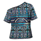 Maori Matariki Cross Shoulder Shirt Blue Galaxy Aesthetic Koru Art
