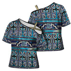 Maori Matariki Cross Shoulder Shirt Blue Galaxy Aesthetic Koru Art