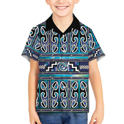 Maori Matariki Family Matching Long Sleeve Bodycon Dress and Hawaiian Shirt Blue Galaxy Aesthetic Koru Art