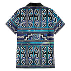 Maori Matariki Family Matching Off Shoulder Maxi Dress and Hawaiian Shirt Blue Galaxy Aesthetic Koru Art