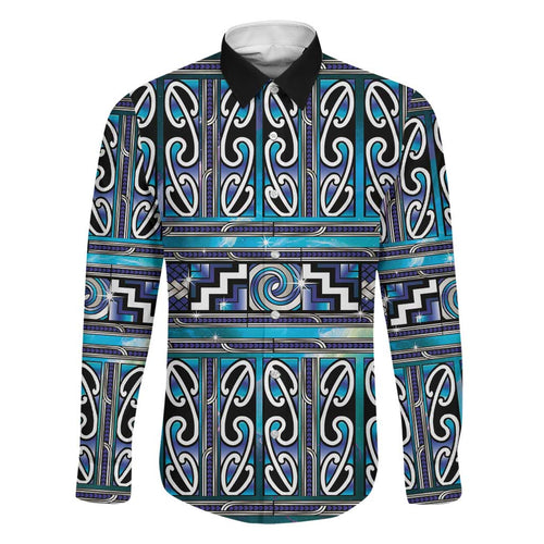 Maori Matariki Family Matching Off Shoulder Short Dress and Hawaiian Shirt Blue Galaxy Aesthetic Koru Art