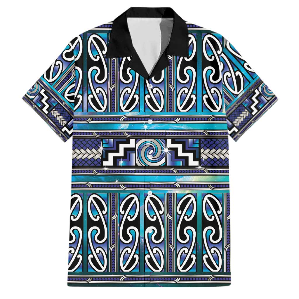 Maori Matariki Family Matching Puletasi and Hawaiian Shirt Blue Galaxy Aesthetic Koru Art