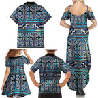 Maori Matariki Family Matching Summer Maxi Dress and Hawaiian Shirt Blue Galaxy Aesthetic Koru Art