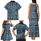 Maori Matariki Family Matching Tank Maxi Dress and Hawaiian Shirt Blue Galaxy Aesthetic Koru Art