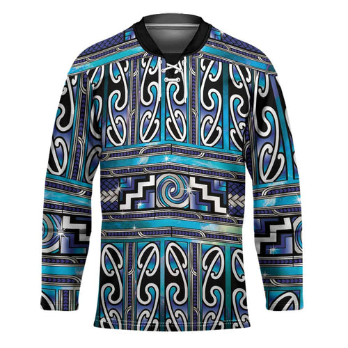Maori Matariki Hockey Jersey Blue Galaxy Aesthetic Koru Art